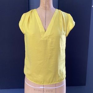 H&M satin yellow v neck blouse
